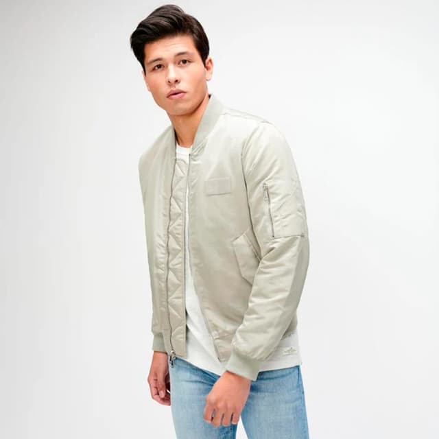 Nylon Bomber Jacket in Stone\n
